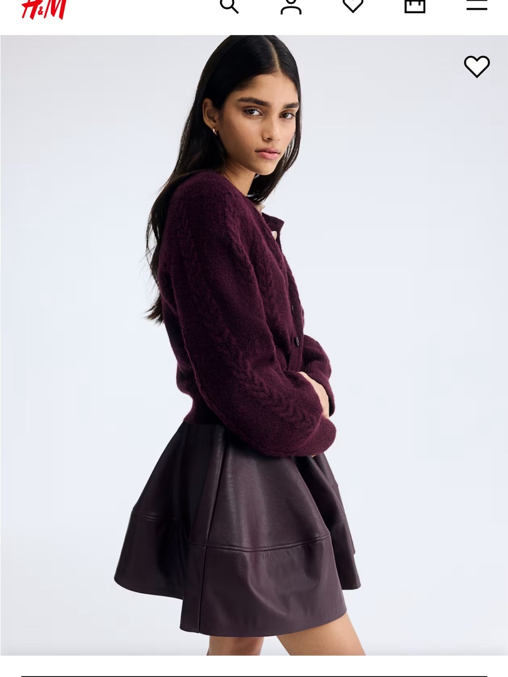 H&M Plum Red Burgundy Cable Knit Cardigan - Picture 9 of 11